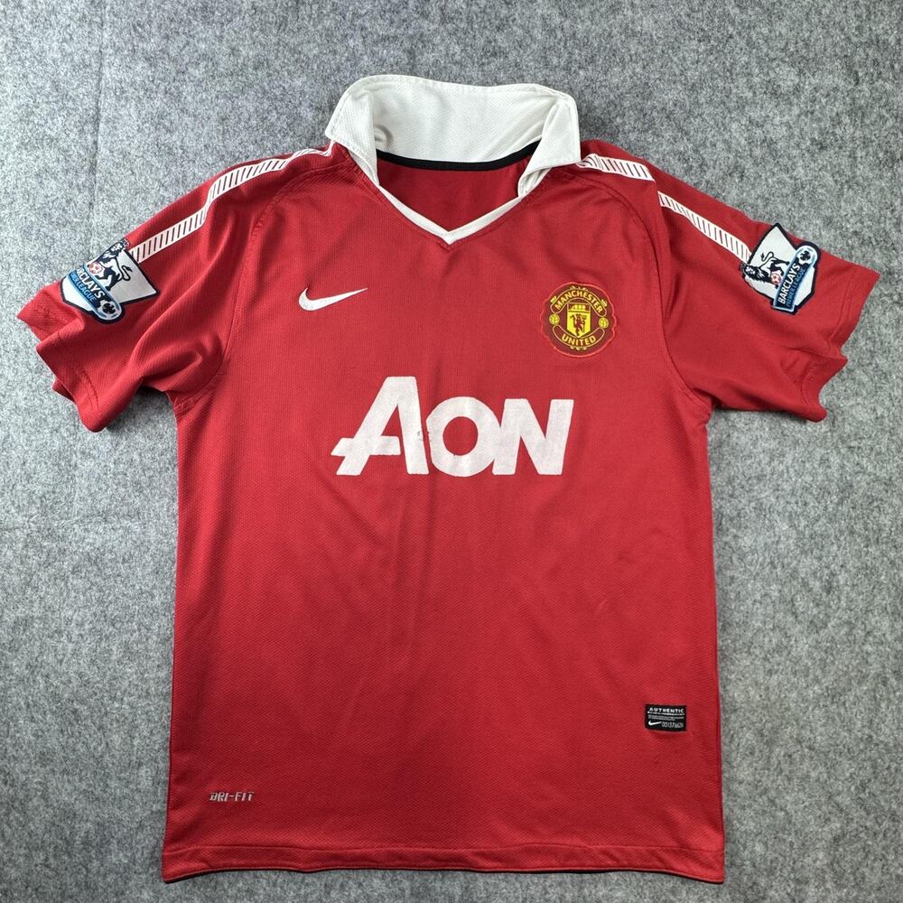 Manchester United Jersey Mens Large Red Premier League Soccer AON Nike Dri Fit